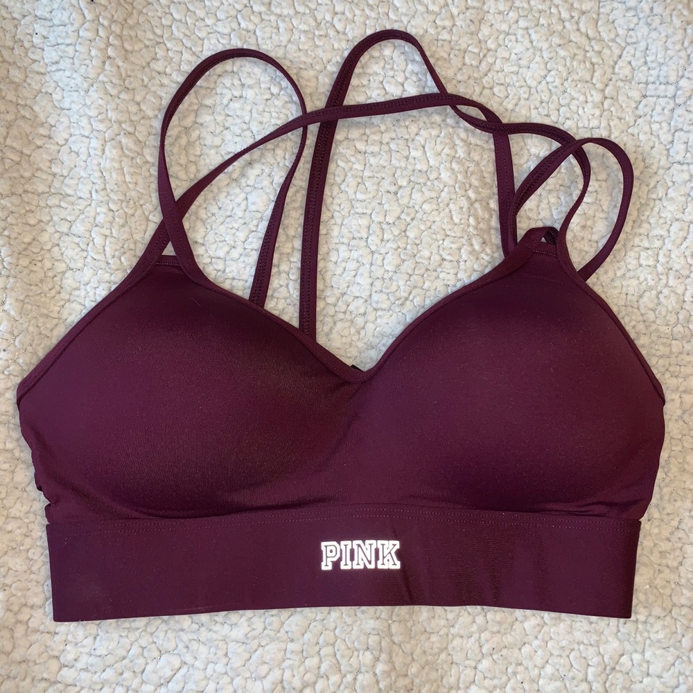 Maroon Victoria secret workout push up bra